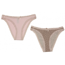 Γυναικεία slip rio miss minerva 2 τεμάχια ΡΟΖ/ΚΑΚΑΟ