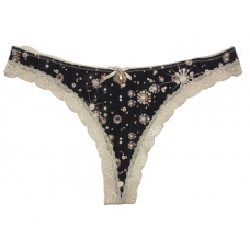 Γυναικείο slip string μαύρο/cream