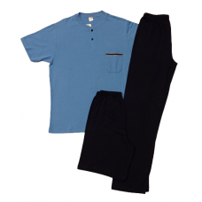 Ανδρική πιτζάμα σετ 3τεμ (μακρύ και κοντό παντελόνι)70728-180 ΘΑΛΑΣΣΙ-ΜΑΡΙΝ
