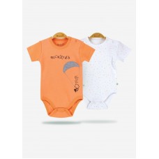 Κοντομάνικα βρεφικά φορμάκια 2pack (55761-03) ΠΟΡΤΟΚΑΛΙ-ΛΕΥΚΟ