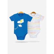 Κοντομάνικα βρεφικά φορμάκια 2pack (56776-01) ΜΠΛΕ-ΛΕΥΚΟ