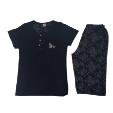 Γυναικεία πιτζάμα 100% viscose (6385) ΜΠΛΕ ΣΚΟΥΡΟ