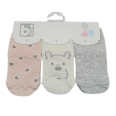 Bi Baby Παιδικές κάλτσες  3pack ροζ /λευκό/γκρι 68335Β