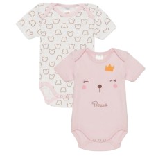 Minerva βρεφικά φορμάκια set 2τεμ. Teddy Princess (32013) ΛΕΥΚΟ-ΡΟΖ
