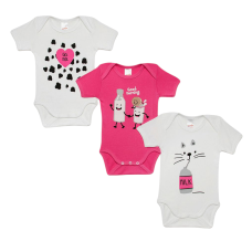 Minerva βρεφικά φορμάκια set 3τεμ. Let's milk (30784) WHITE-FUCHSIA
